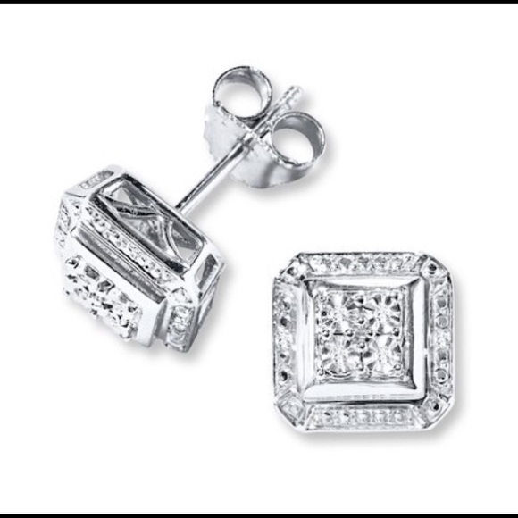 Kay Jewelers Jewelry - 🌺 STERLING SILVER (925) SQUARE DIAMOND EARRINGS
